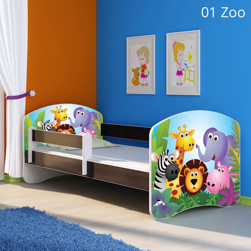 Dječji krevet ACMA s motivom, bočna wenge 180x80 cm 01 Zoo