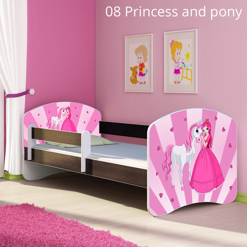 Dječji krevet ACMA s motivom, bočna wenge 180x80 cm 08 Princess with Pony