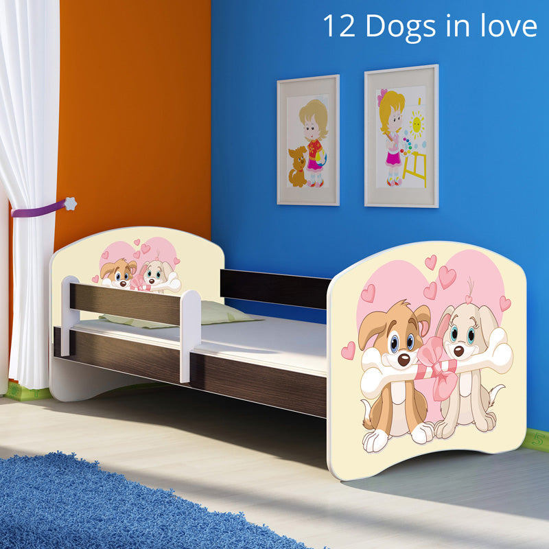 Dječji krevet ACMA s motivom, bočna wenge 160x80 cm 12 Dogs in Love