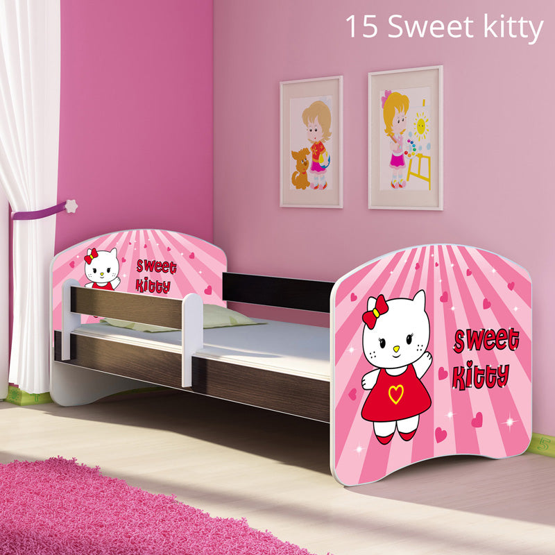 Dječji krevet ACMA s motivom, bočna wenge 160x80 cm 15 Sweet Kitty
