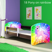 Dječji krevet ACMA s motivom, bočna wenge 180x80 cm 18 Pony on a rainbow