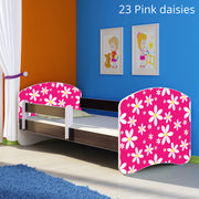 Dječji krevet ACMA s motivom, bočna wenge 140x70 cm 23 Pink Daisy