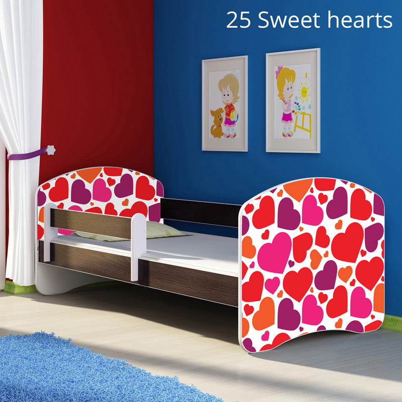 Dječji krevet ACMA s motivom, bočna wenge 140x70 cm 25 Sweet hearts
