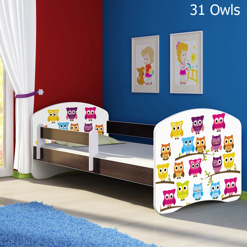 Dječji krevet ACMA s motivom, bočna wenge 180x80 cm 31 Owls