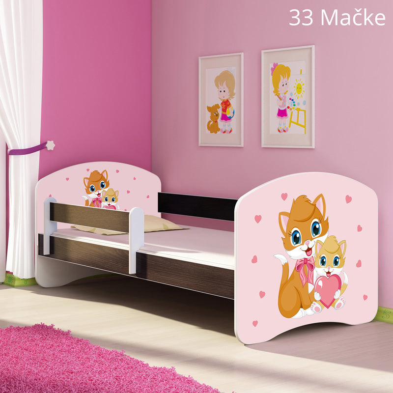 Dječji krevet ACMA s motivom, bočna wenge 180x80 cm 33 Cats