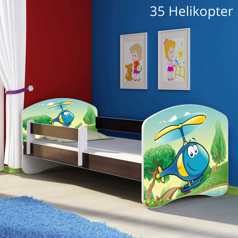 Dječji krevet ACMA s motivom, bočna wenge 140x70 cm 35 Helikopter