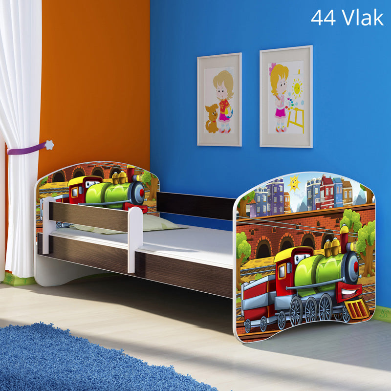 Dječji krevet ACMA s motivom, bočna wenge 180x80 cm 44 Vlak