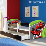 Dječji krevet ACMA s motivom, bočna wenge + ladica 160x80 cm 06 Formula 1