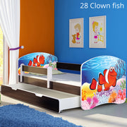 Dječji krevet ACMA s motivom, bočna wenge + ladica 140x70 cm 28 Clown Fish