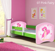 Dječji krevet ACMA s motivom, bočna zelena 140x70 cm 07 Pink Fairy