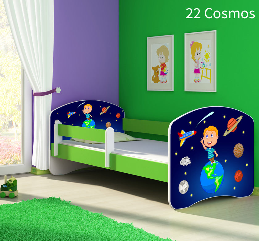 Dječji krevet ACMA s motivom, bočna zelena 180x80 cm 22 Cosmos