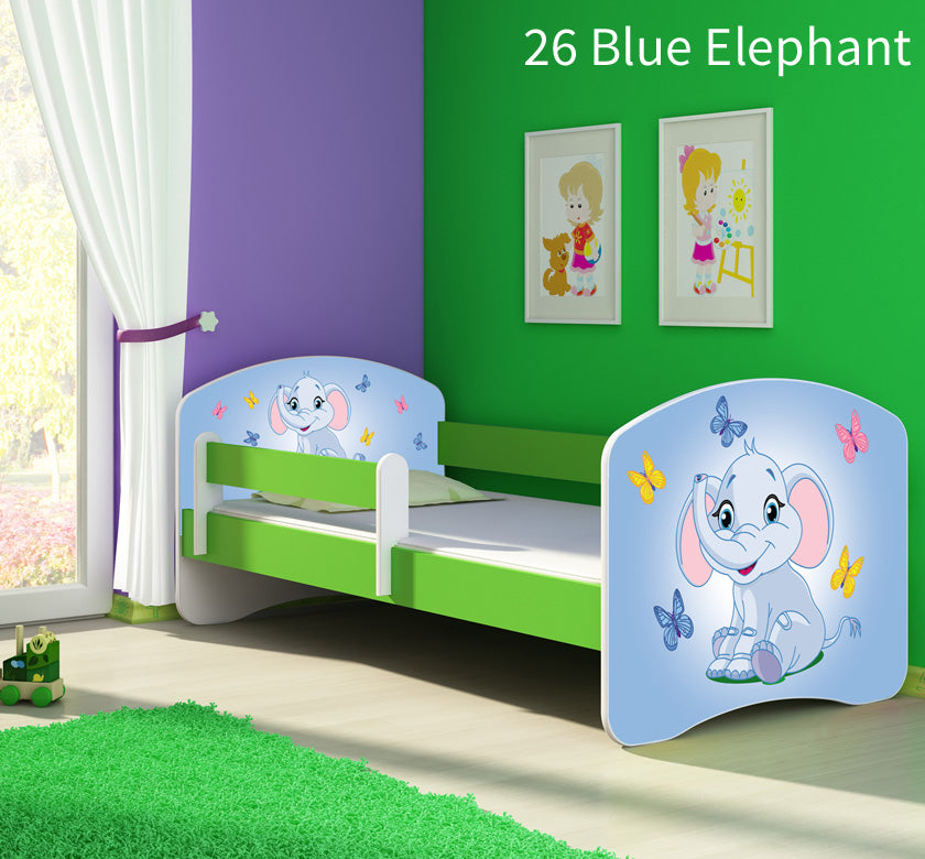 Dječji krevet ACMA s motivom, bočna zelena 180x80 cm 26 Blue Elephant