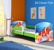 Dječji krevet ACMA s motivom, bočna zelena 160x80 cm 28 Clown Fish