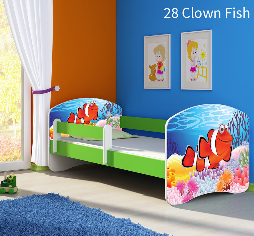 Dječji krevet ACMA s motivom, bočna zelena 160x80 cm 28 Clown Fish