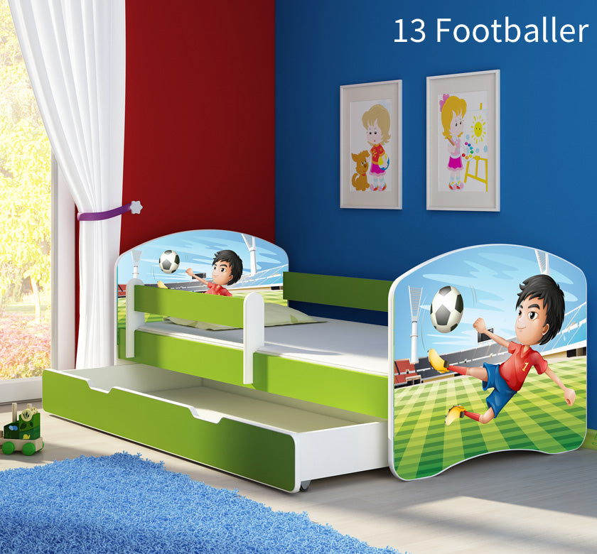 Dječji krevet ACMA s motivom, bočna zelena + ladica 180x80 cm 13 Footballer