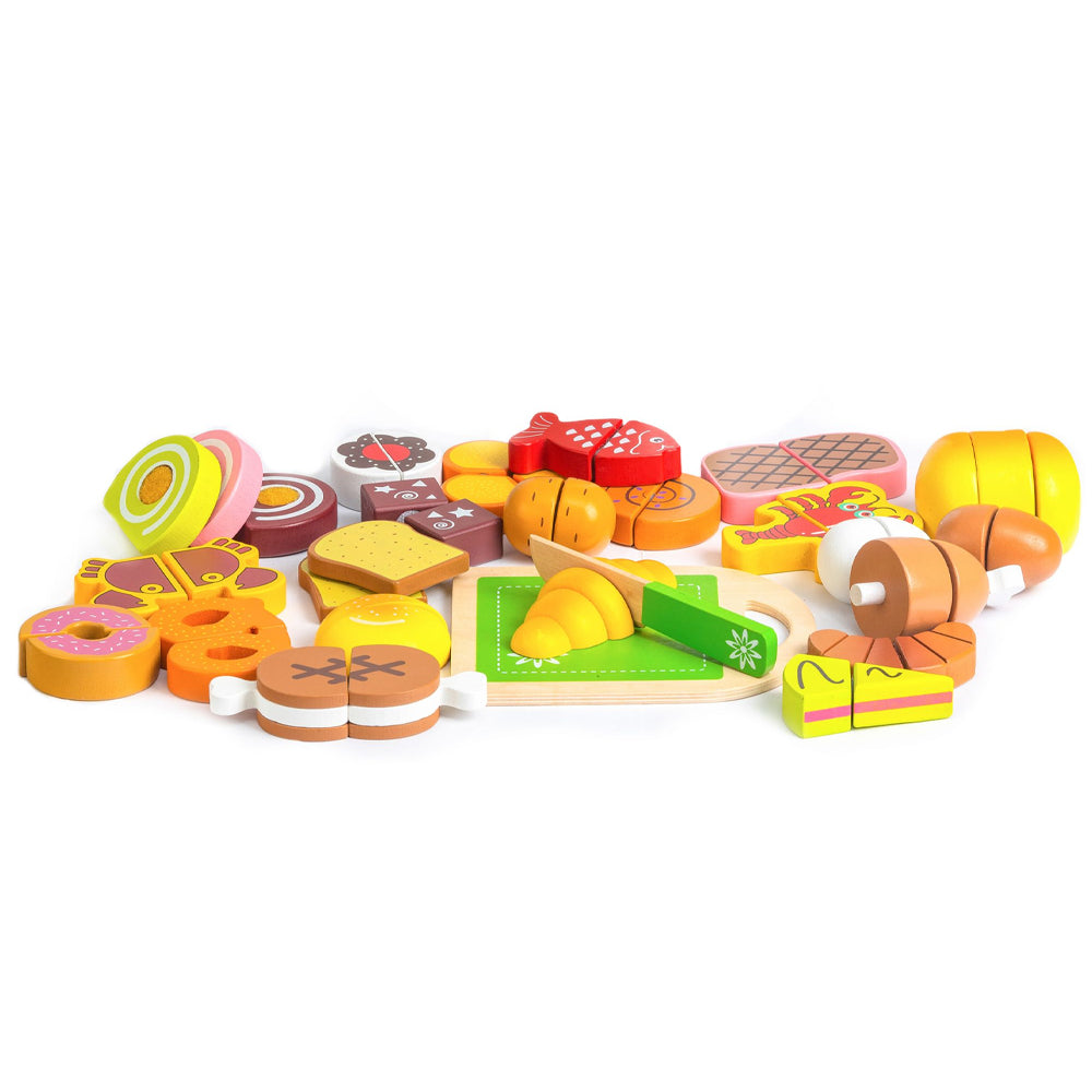 Ecotoys Drvena hrana za rezanje set od 23 elemenata