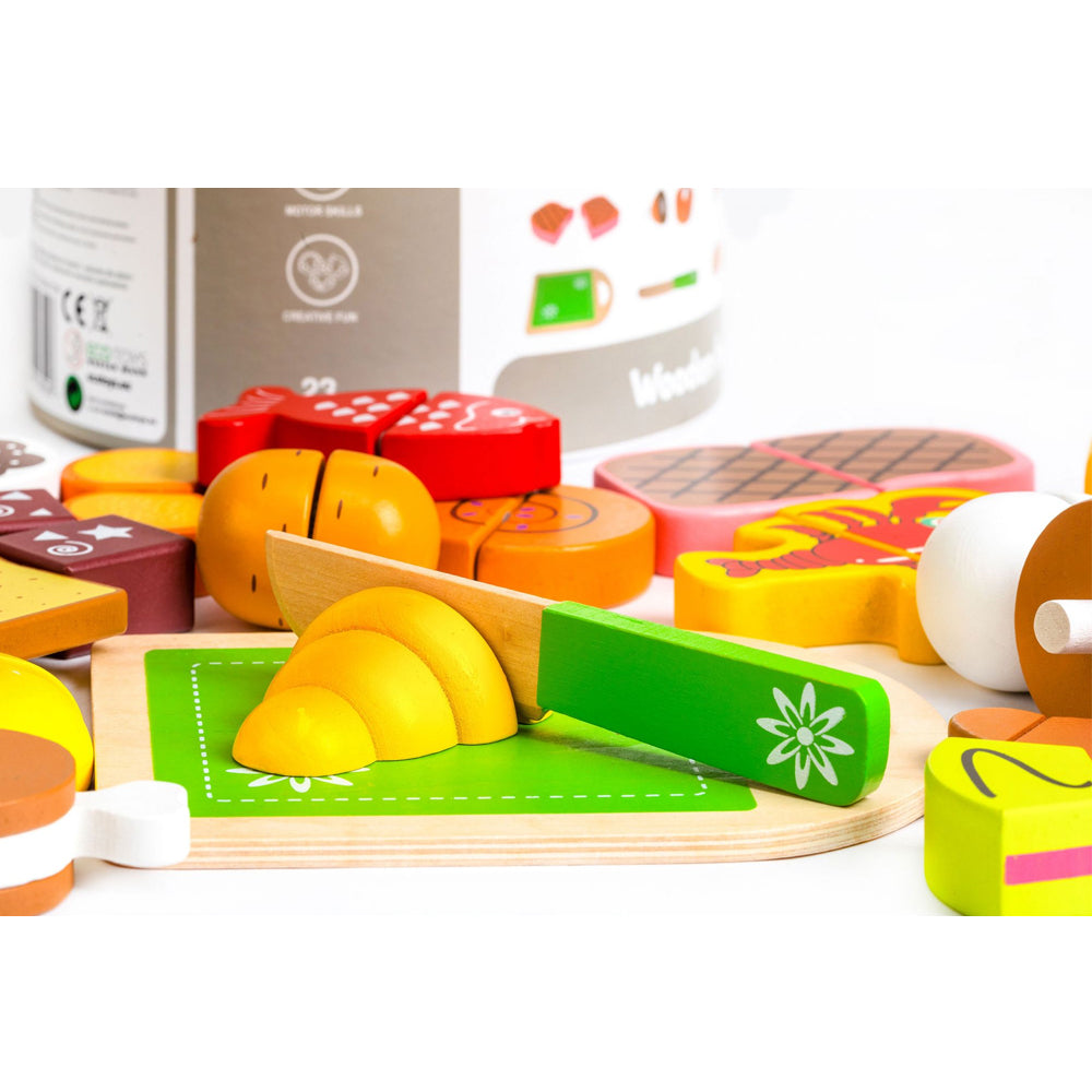 Ecotoys Drvena hrana za rezanje set od 23 elemenata