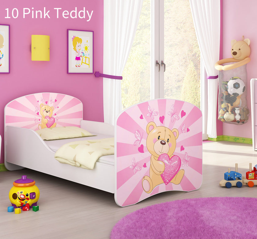 Dječji krevet ACMA s motivom 140x70 cm 10 Pink Teddy Bear