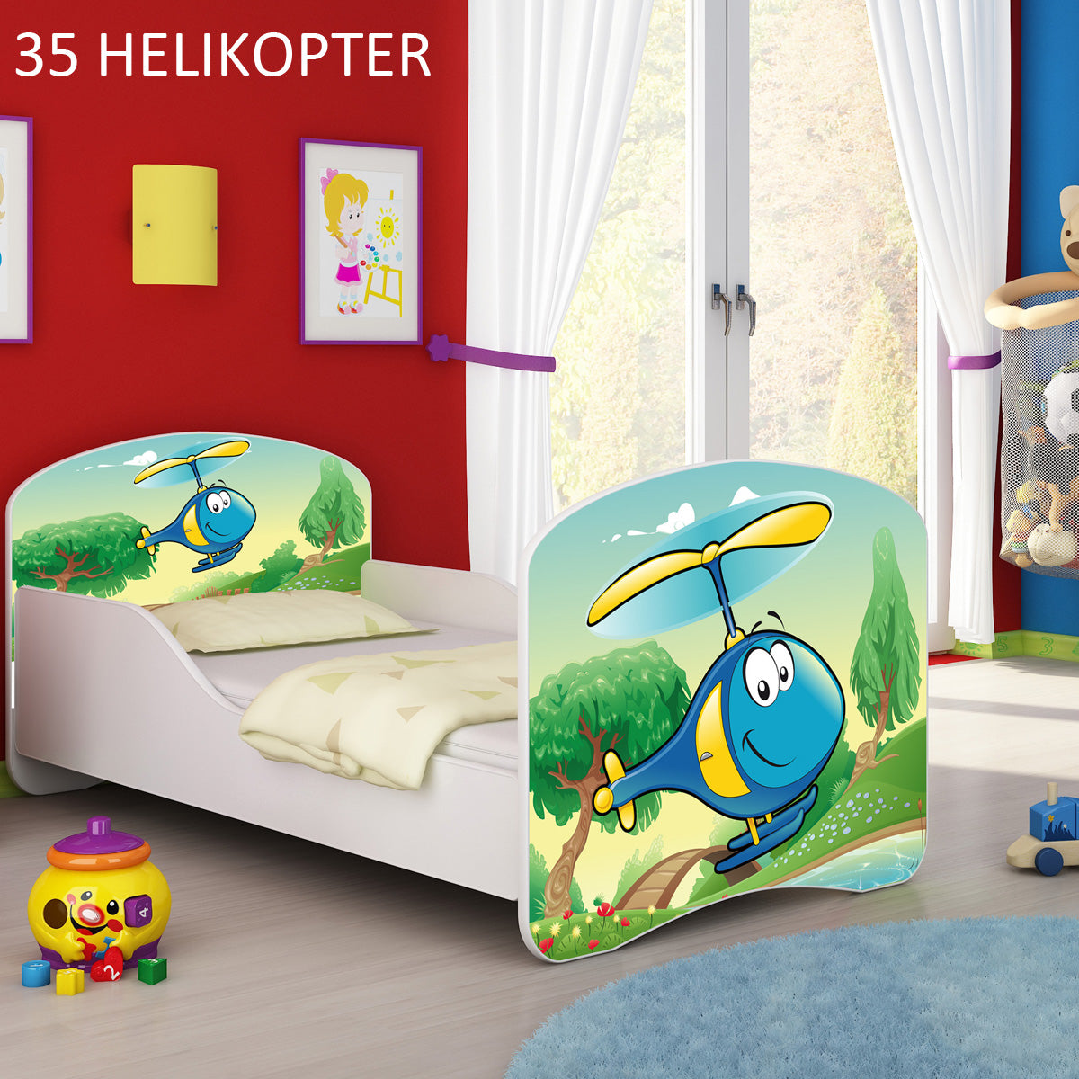 Dječji krevet ACMA s motivom 160x80 cm 35 Helikopter