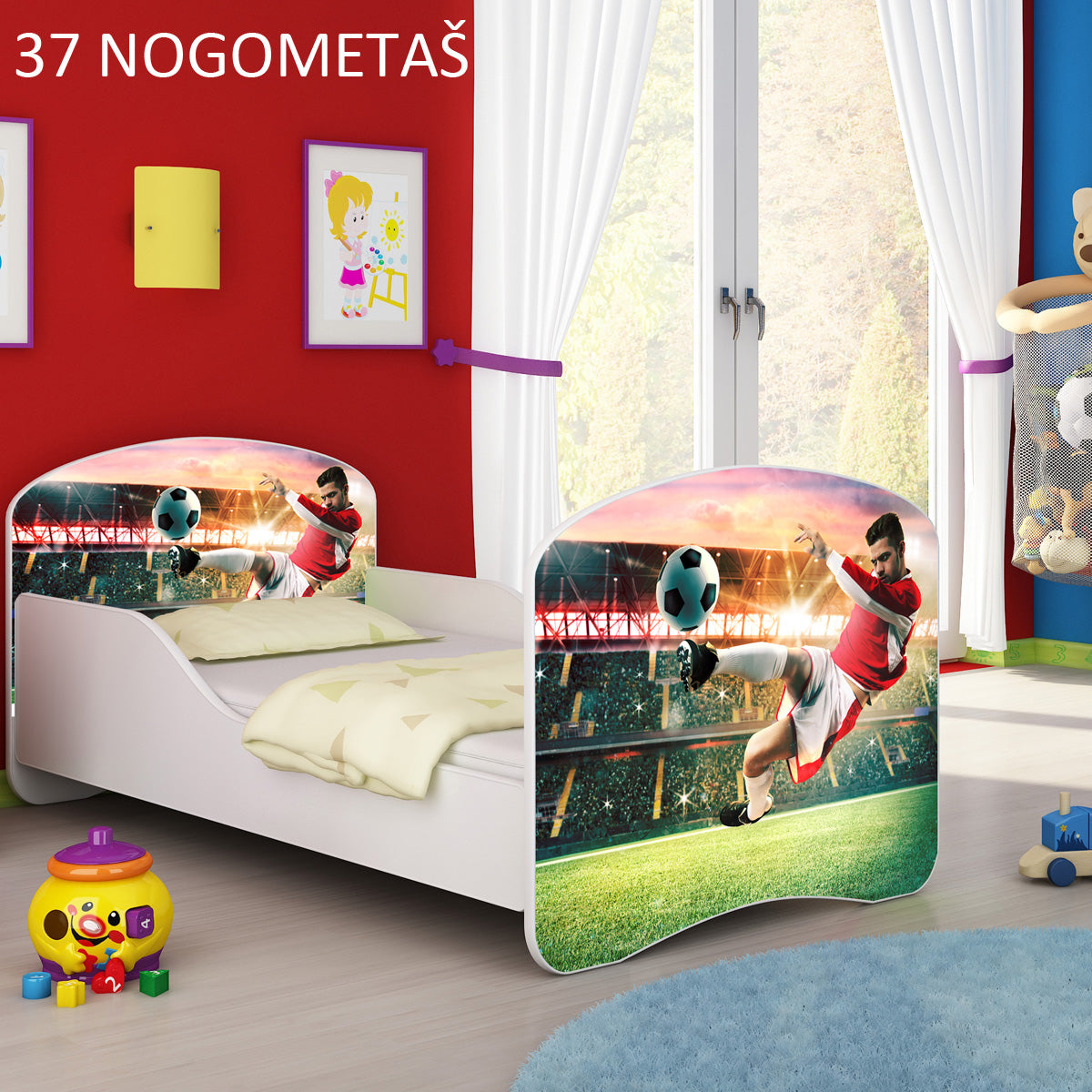 Dječji krevet ACMA s motivom 140x70 cm 37 Nogometaš