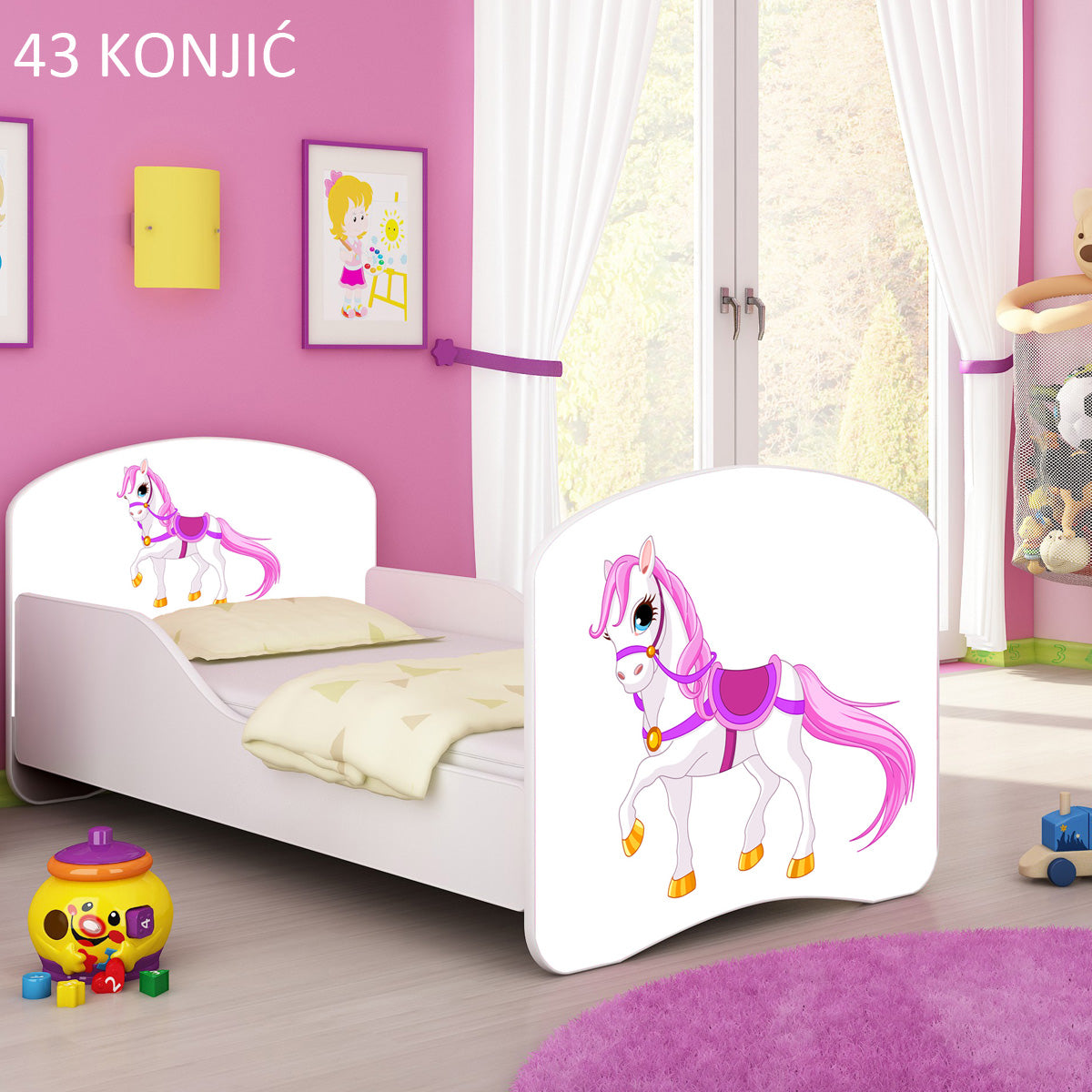 Dječji krevet ACMA s motivom 160x80 cm 43 Konjić