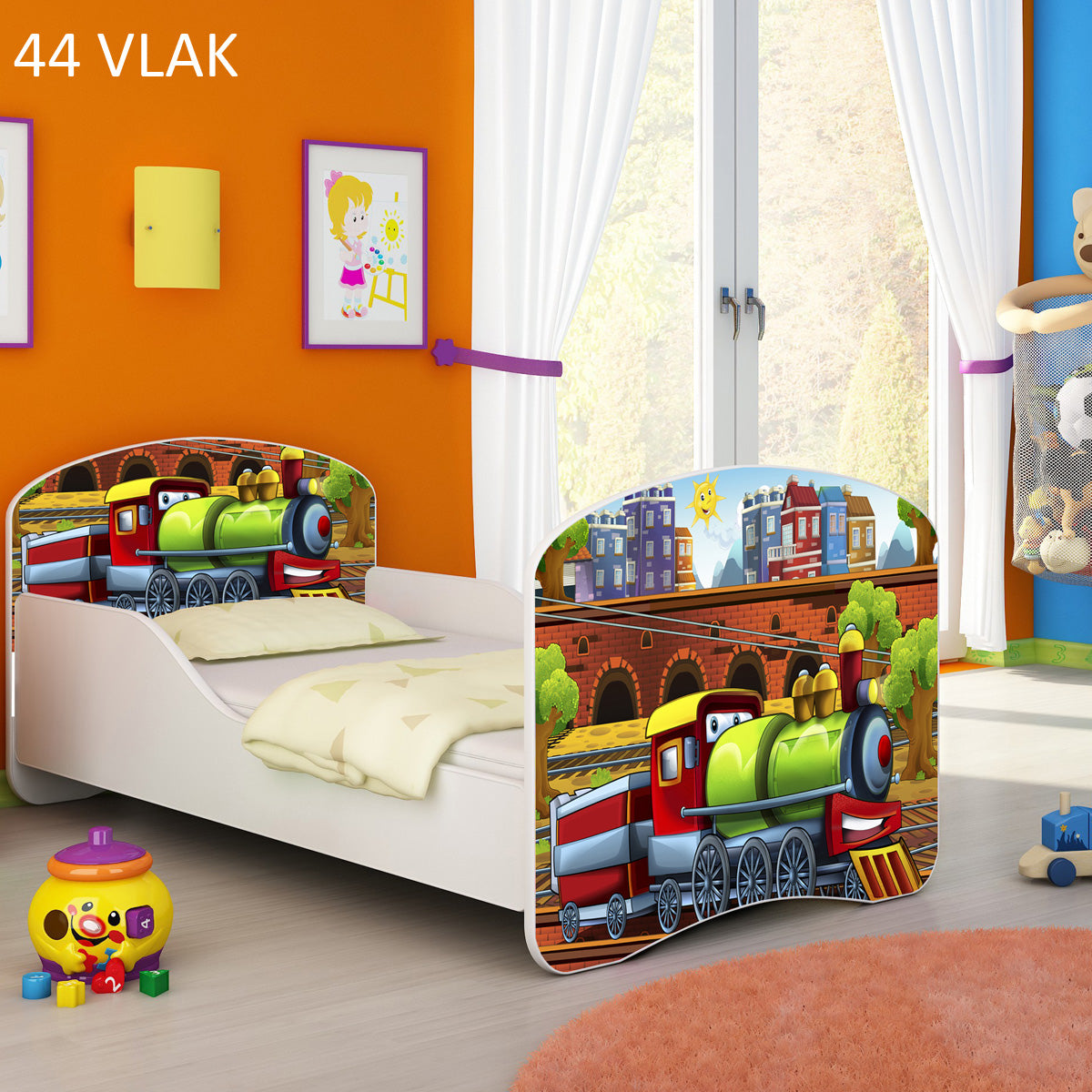 Dječji krevet ACMA s motivom 140x70 cm 44 Vlak