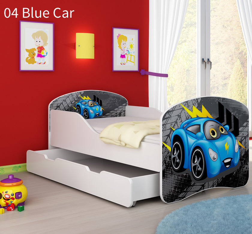 Dječji krevet ACMA s motivom + ladica 160x80 cm 04 Blue Car