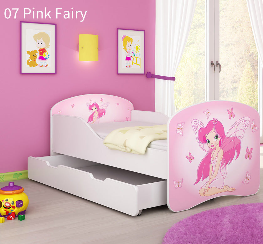 Dječji krevet ACMA s motivom + ladica 160x80 cm 07 Pink Fairy