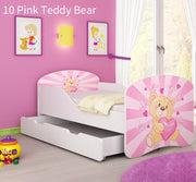 Dječji krevet ACMA s motivom + ladica 140x70 cm 10 Pink Teddy Bear