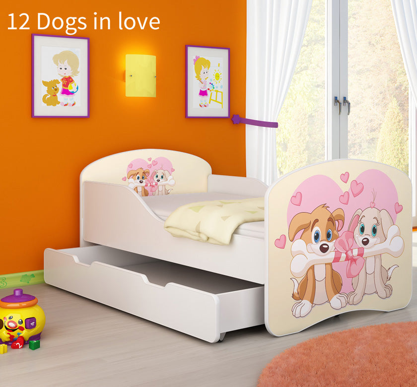Dječji krevet ACMA s motivom + ladica 160x80 cm 12 Dogs in Love
