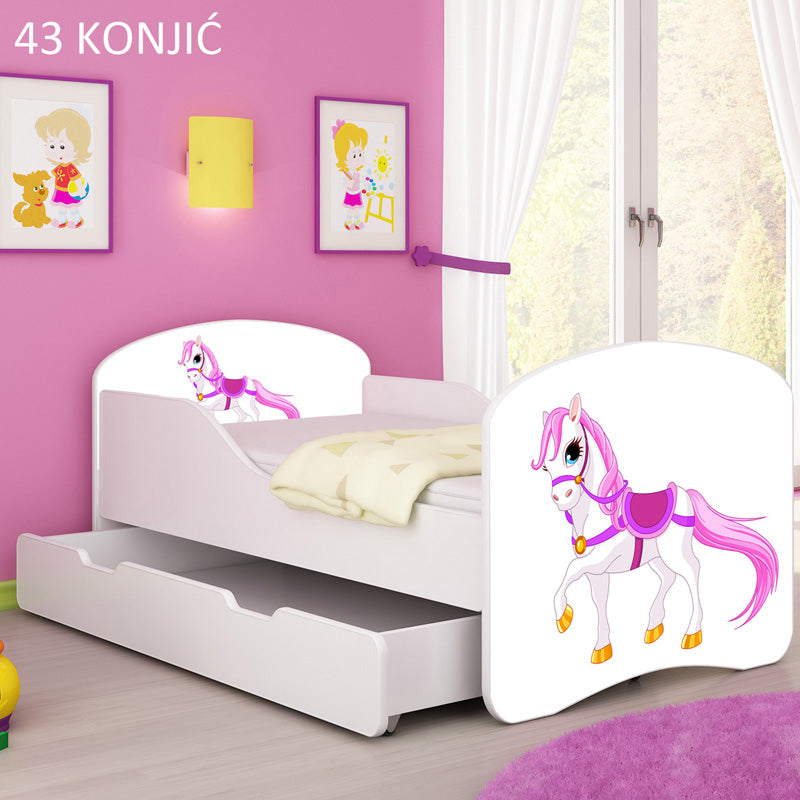 Dječji krevet ACMA s motivom + ladica 160x80 cm 43 Konjić