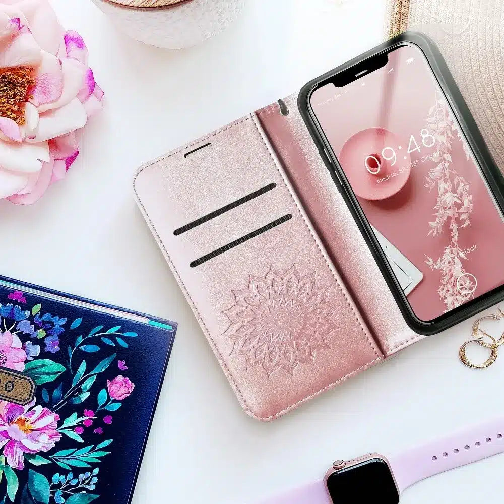 MEZZO Book case za SAMSUNG GALAXY A12 mandala rose gold