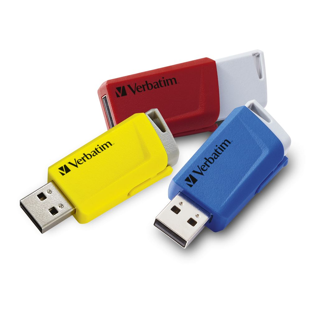 Verbatim Store ‘n’ Click USB izbrisivi memorijski pogon 16 GB USB Tip-A 3.2 Gen 1 (3.1 Gen 1) Plavo, Crveno, Žuto