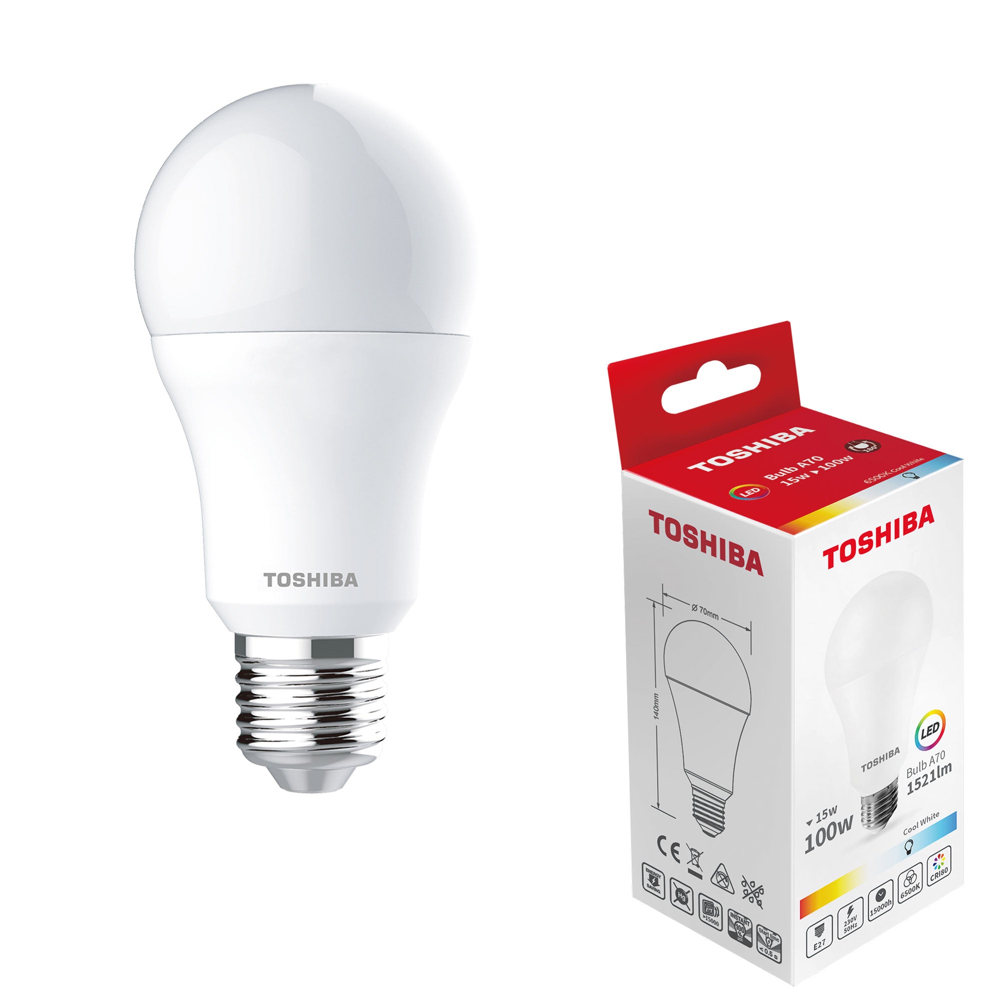 LED E-27 15W A70 6500K TOSHIBA