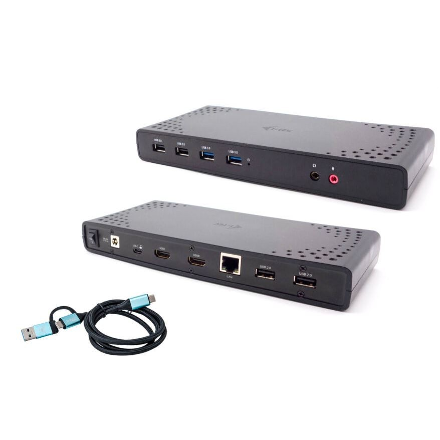 i-tec CADUALHDMIDOCKPD priključna stanica i replikator porta za prijenosno računalo Žičano USB 3.2 Gen 1 (3.1 Gen 1) Type-C Crno
