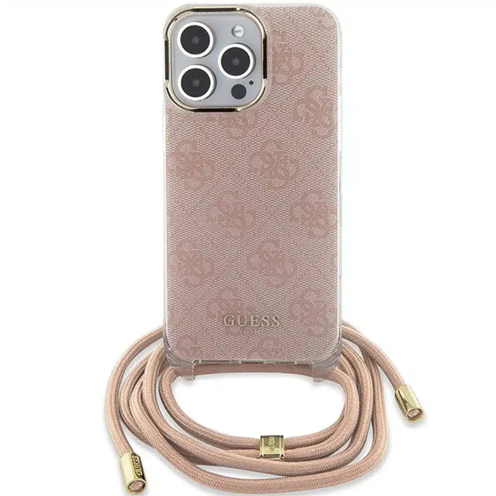 Originalna GUESS Hardcase GUHCP15XHC4SEP torbica za iPhone 15 Pro Max (Crossbody Cord 4G Print / roza)