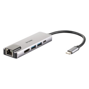 D-Link DUB-M520 priključna stanica i replikator porta za prijenosno računalo Žičano Thunderbolt 3 Aluminij, Crno