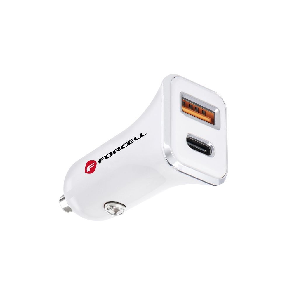 FORCELL auto punjač USB 3.0 + USB C Quick Charging + Power Delivery PD20W 4A CC-QCPD01 bijeli