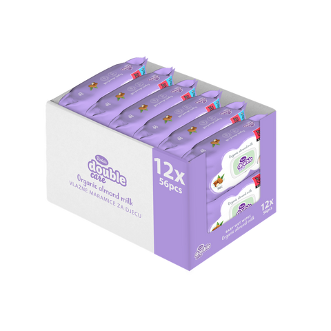 Violeta Baby vlažne maramice 56/1 Sensitive Care s bademovim mlijekom 12 komada / XXL