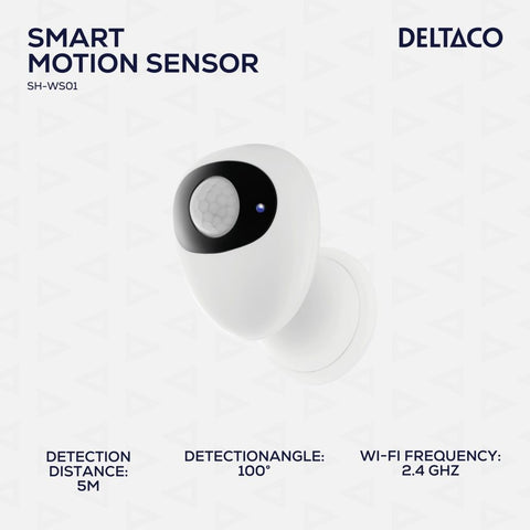 DELTACO SMART HOME WiFi Senzor Pokreta, PIR, WiFi 2.4 GHz, Bijelo/Crni