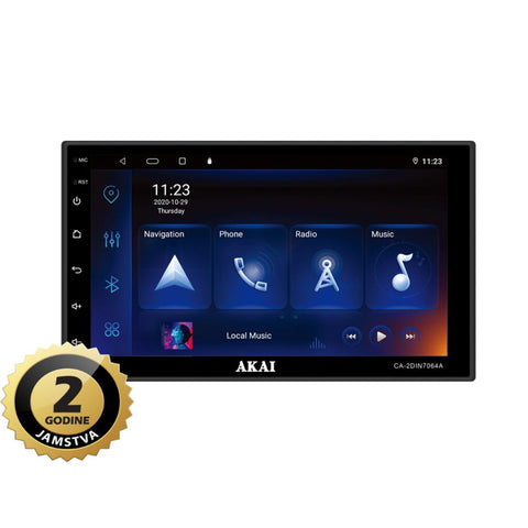 AKAI auto radio, Android,FM, AM, 7&quot;TFT, BT, WiFi, GPS, USB, HF, ISO CA-2DIN7064A