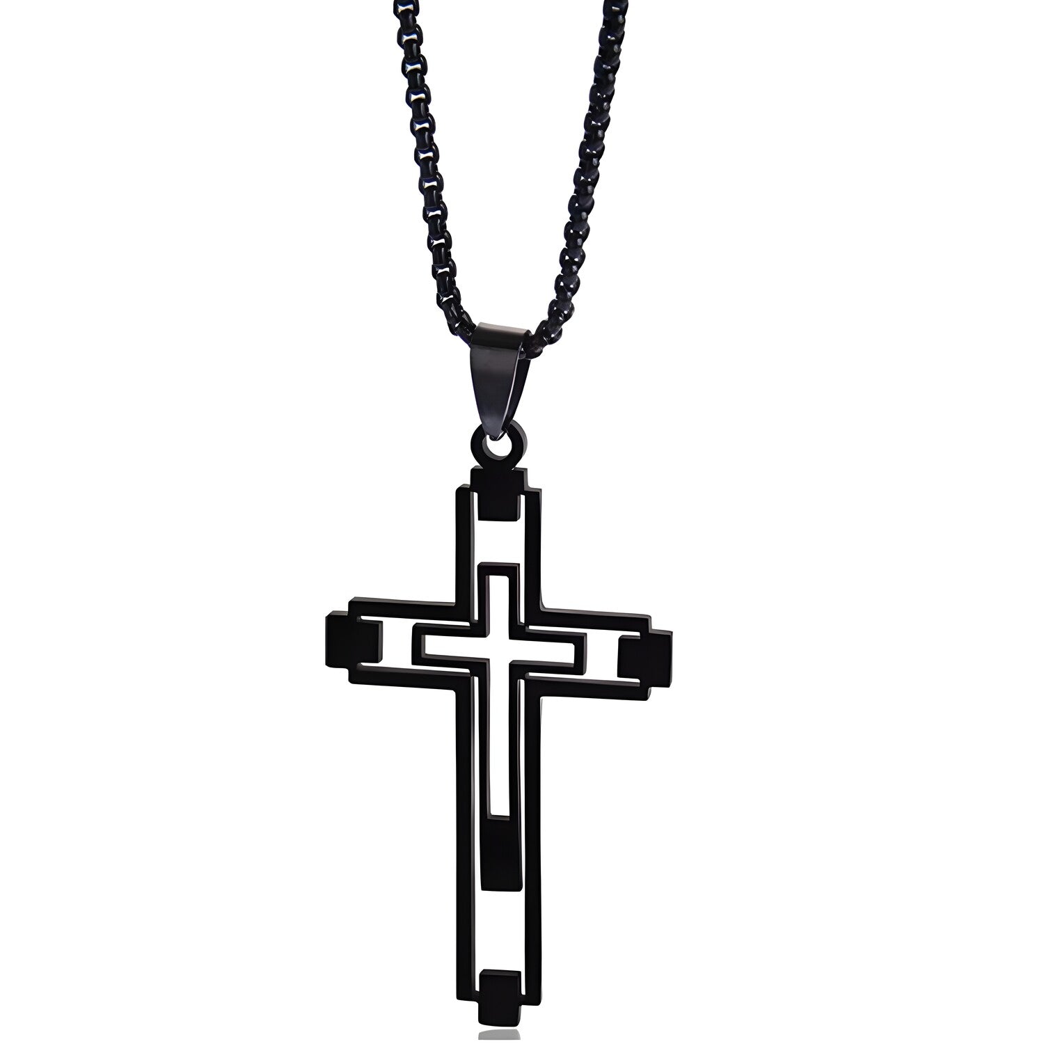 Ogrlica EM-34152 Cross - Crna KP34152