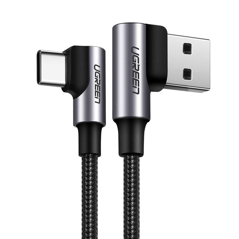Kutni kabel USB na USB-C UGREEN US176 3A 0,5m (crni)