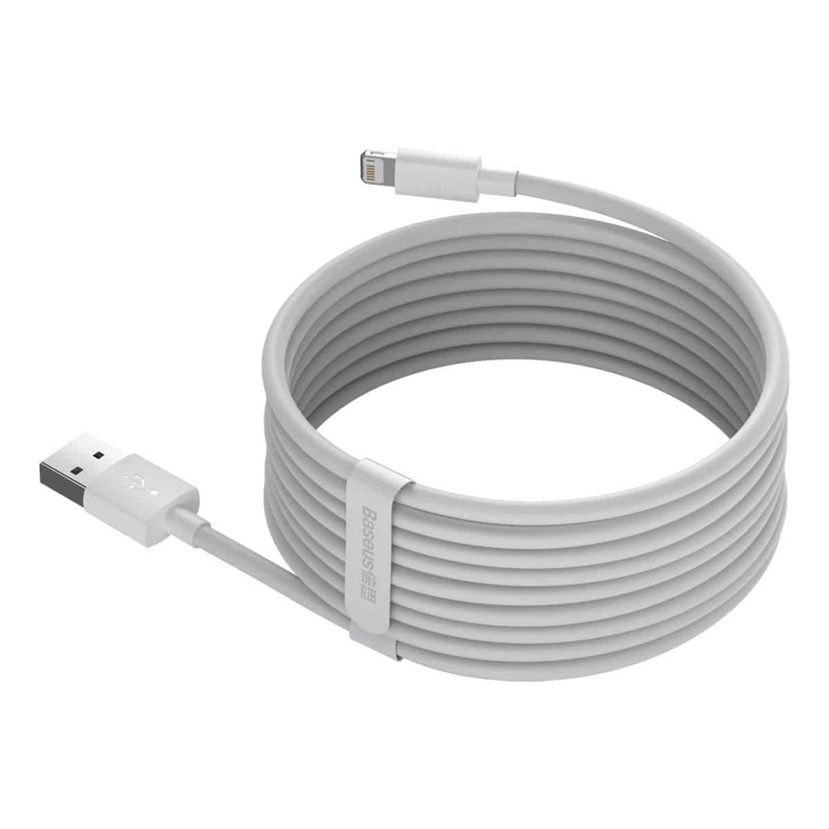 Baseus Simple Wisdom Data Cable Kit USB to Lightning 2.4A (2kom/Set）1.5m bijeli
