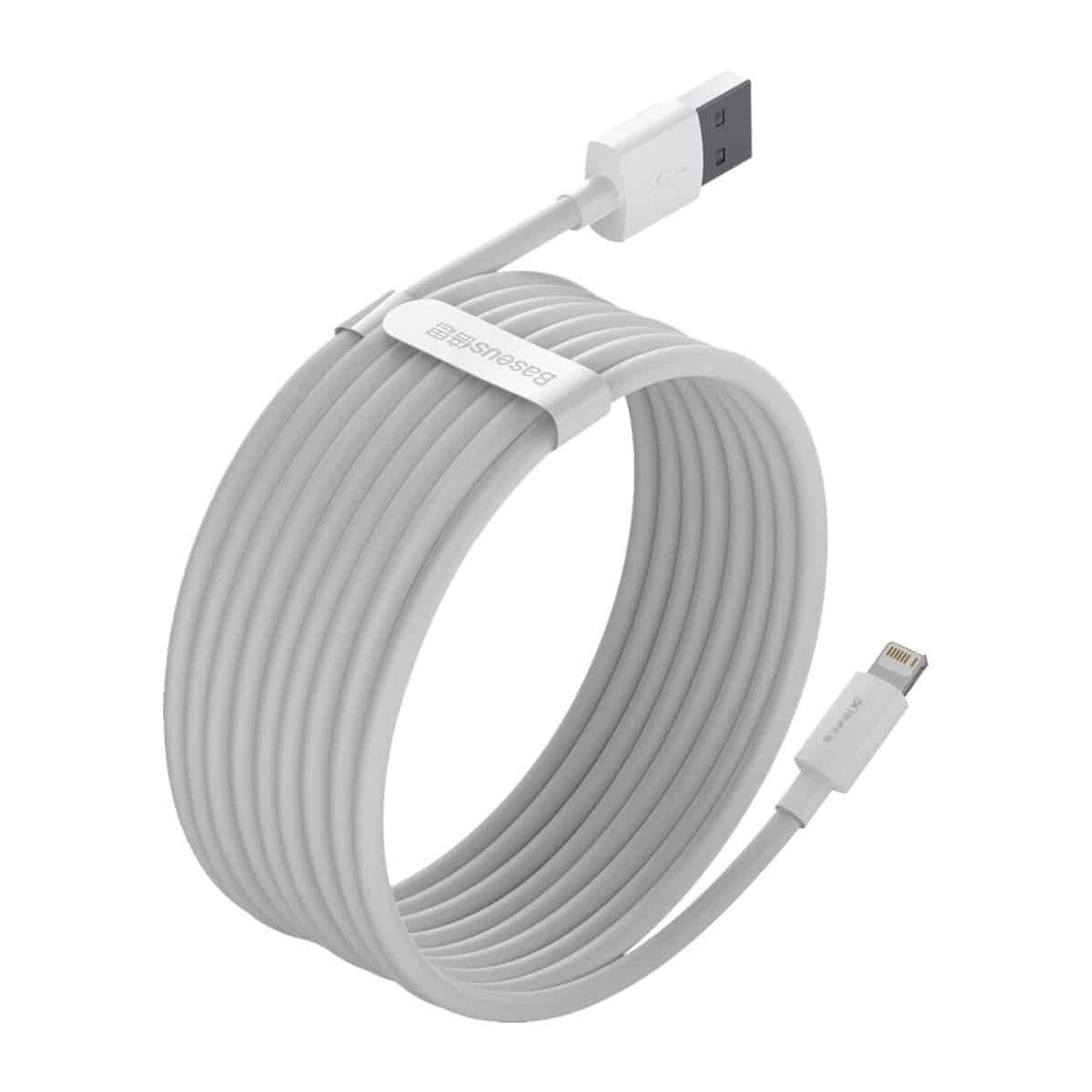 Baseus Simple Wisdom Data Cable Kit USB to Lightning 2.4A (2kom/Set）1.5m bijeli