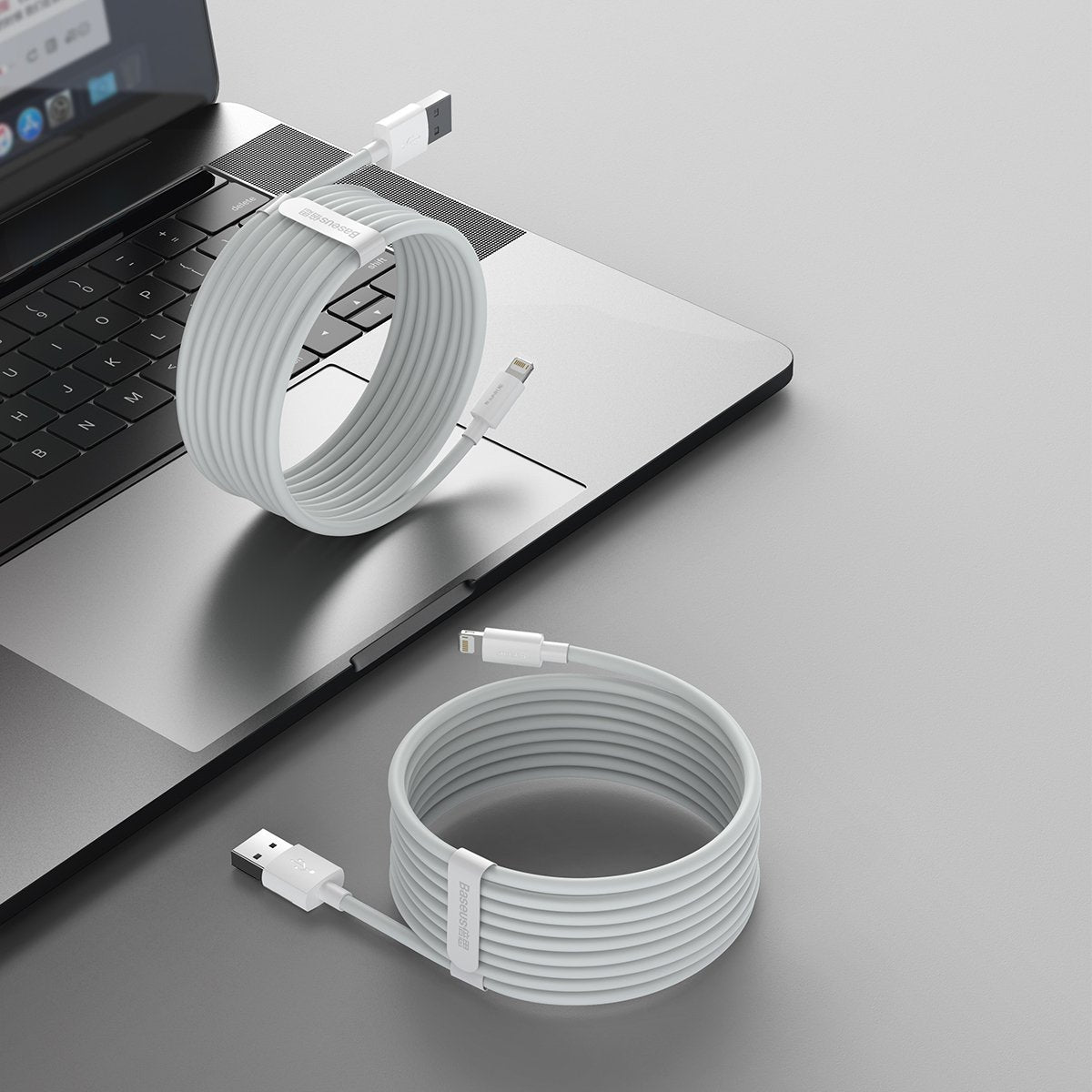 Baseus Simple Wisdom Data Cable Kit USB to Lightning 2.4A (2kom/Set）1.5m bijeli