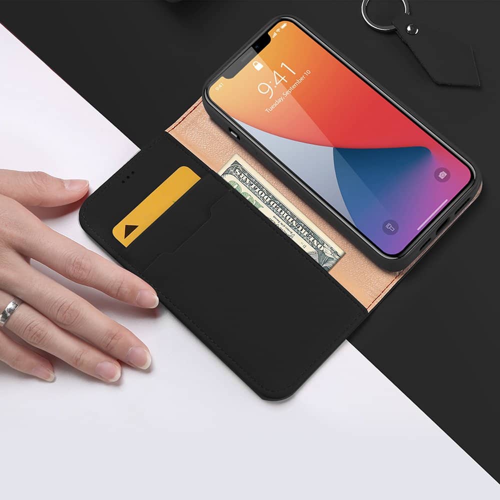 DUX DUCIS Wish Bookcase futrola od prave kože za iPhone 12 Pro Max crna