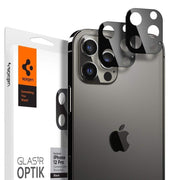 SPIGEN OPTIK.TR KALJENO STAKLO SET 2 KOM ZA KAMERU IPHONE 12 PRO MAX CRNO