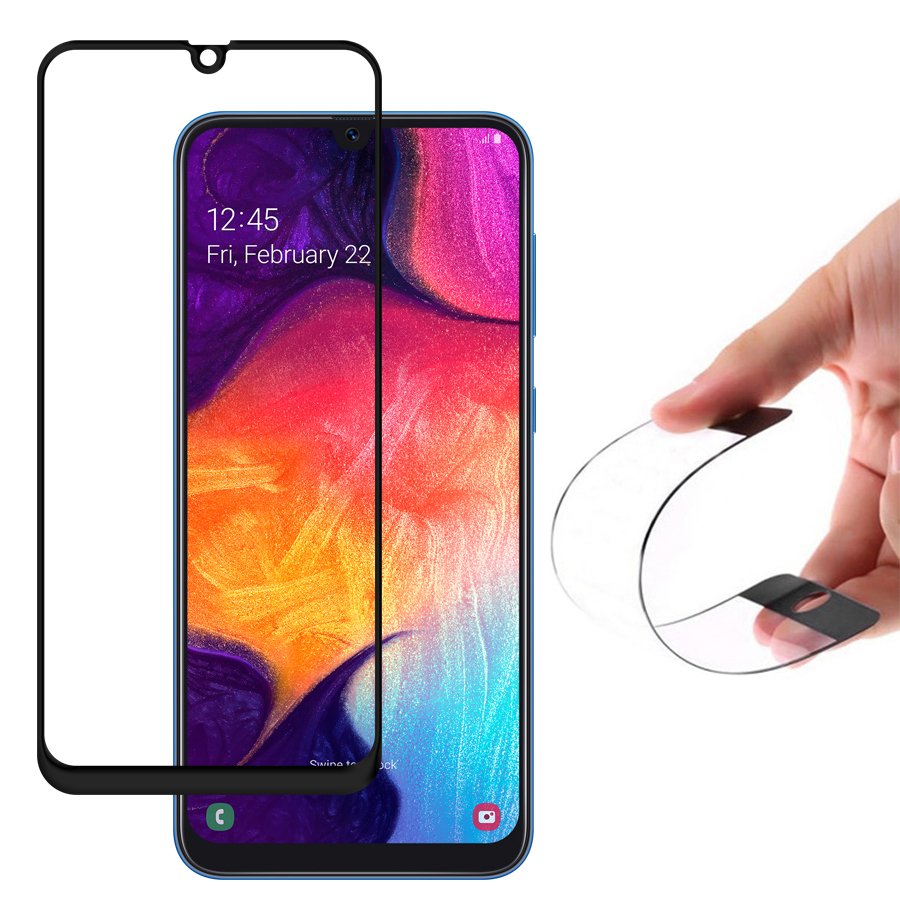 Hibridno Flexi Nano Staklo s okvirom za Samsung Galaxy A50s / Galaxy A50 / Galaxy A30s crni