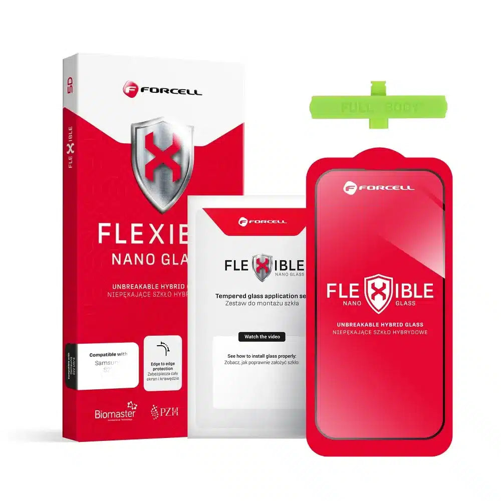 Forcell Flexible 5D - hibridno staklo za Samsung Galaxy S24 Ultra crno (Hot Bending) - radi čitač
